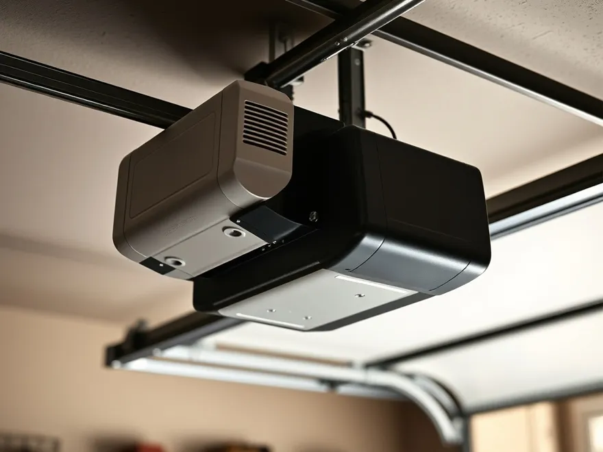 Garage door opener drive gear and rail assembly